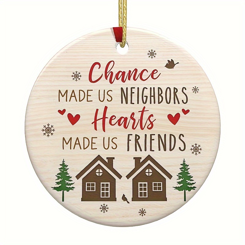 1pc Good Luck My Neighbor Acrylic Round Shape Hanging Decoration, Christmas  Ornament