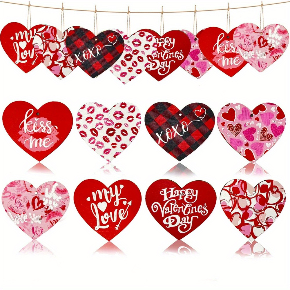 16mm 50pcs Mix Style Valentine's Day Wood Beads Cupid love Heart