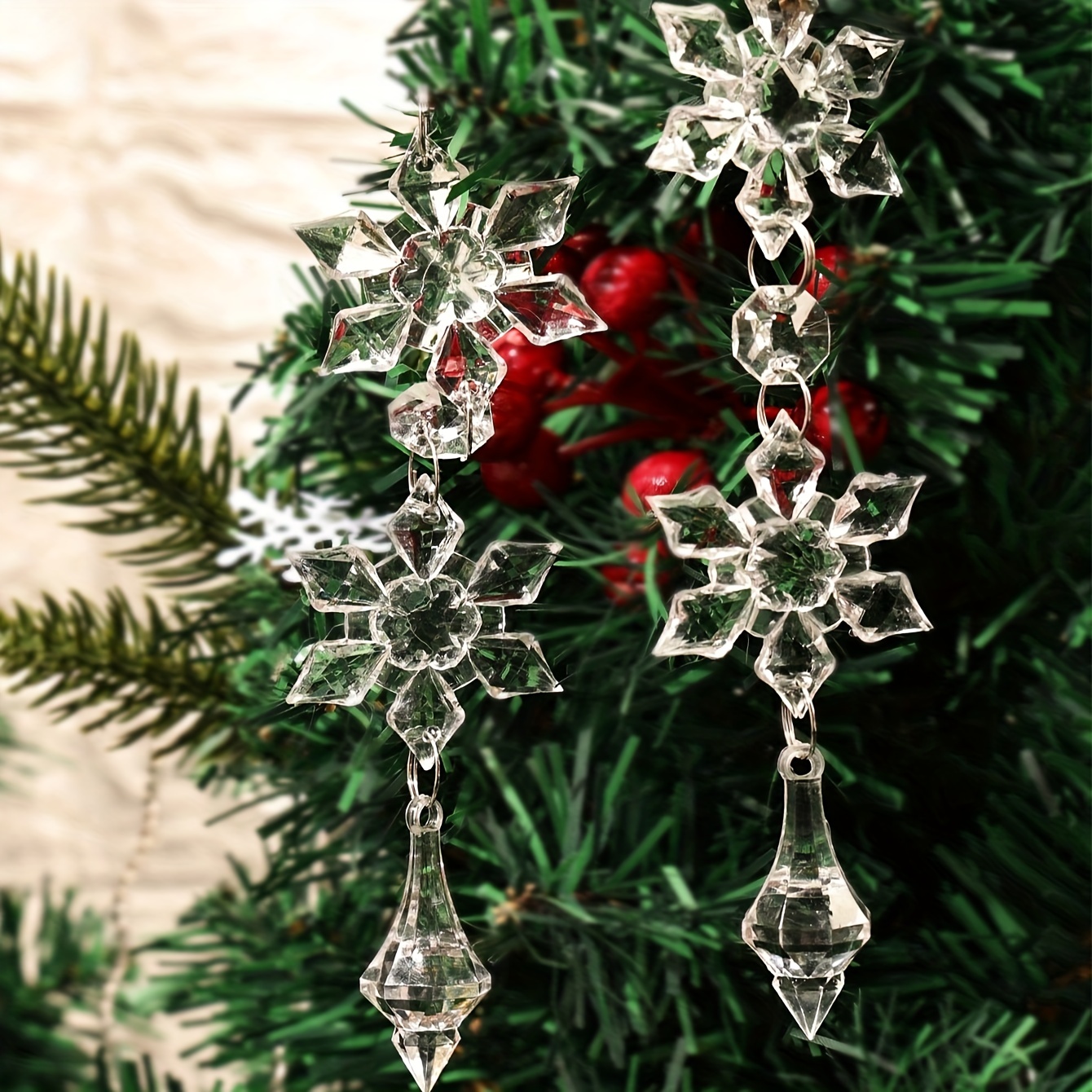 HOHIYA Crystal Ornaments Christmas Tree Decoration Garland Clear