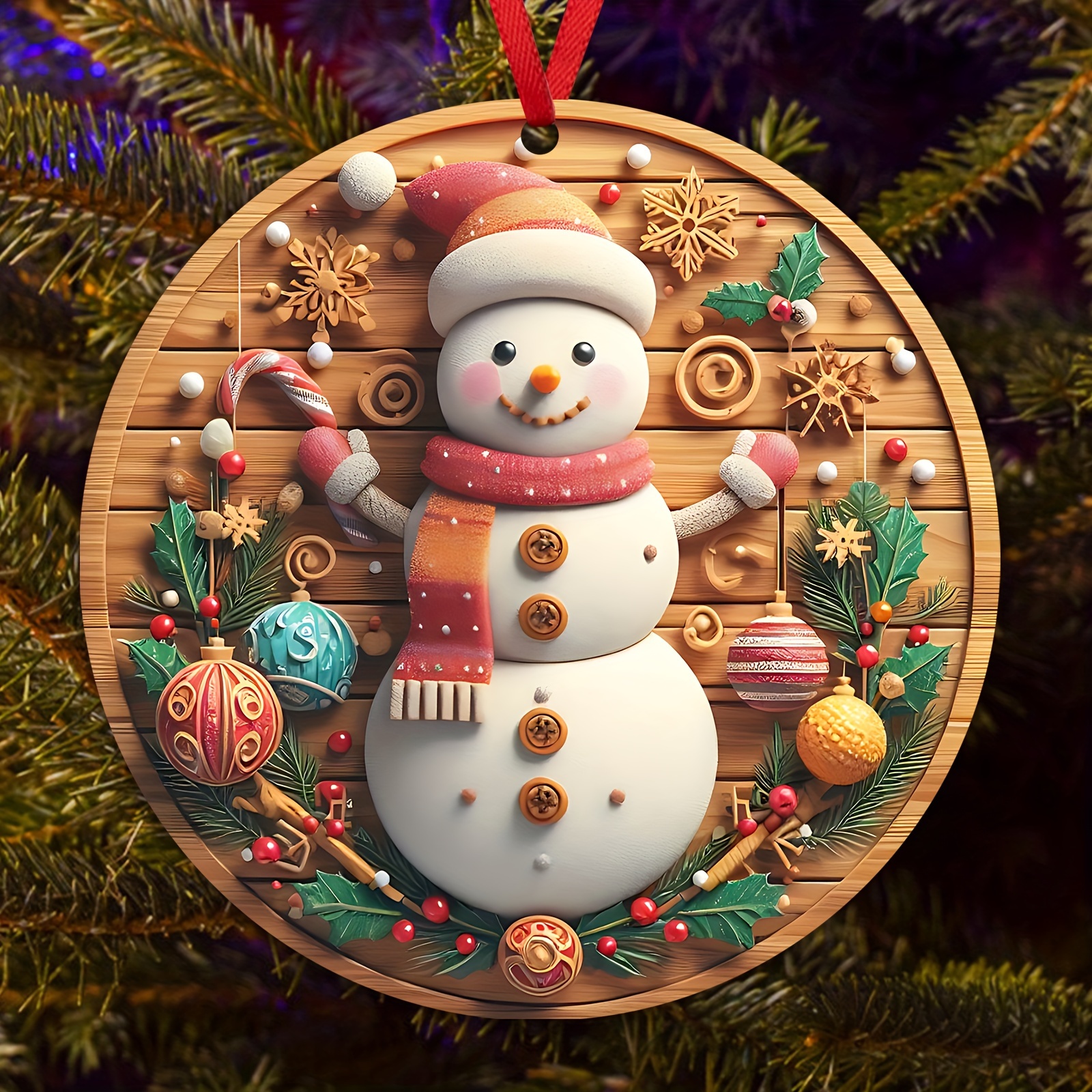 1pc Winter Scarf Snowman, Resin Mini Christmas Ornaments Snowman Christmas  Figurines Decoration