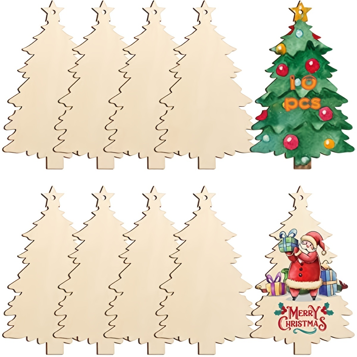  166pcs Wooden Christmas Ornaments Unfinished, Wooden  Ornaments To Paint For Christmas Tree Decorations Holiday Hanging  Decorations