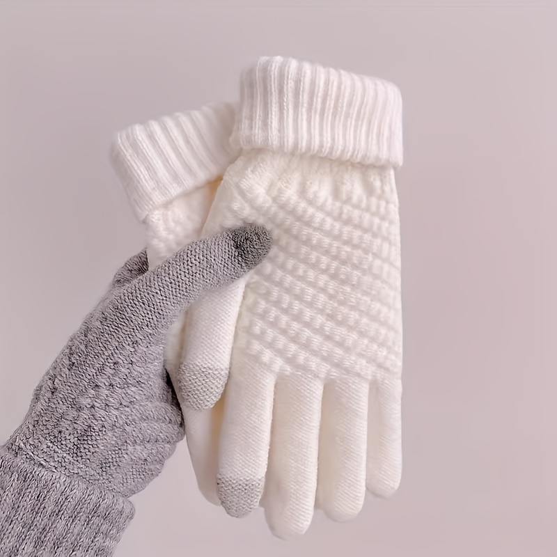 Autumn Winter Women Keep Warm Touch Screen Knitting Gloves Thick Simple  Style Cute Lovely Sweety Elasticity Windproof - AliExpress