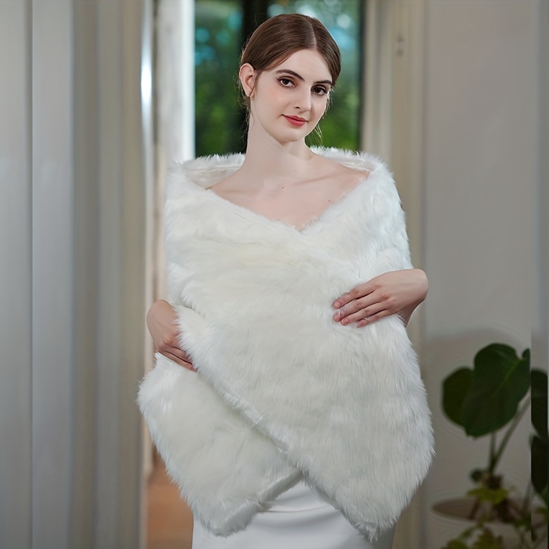 Plus size white fur on sale shawl