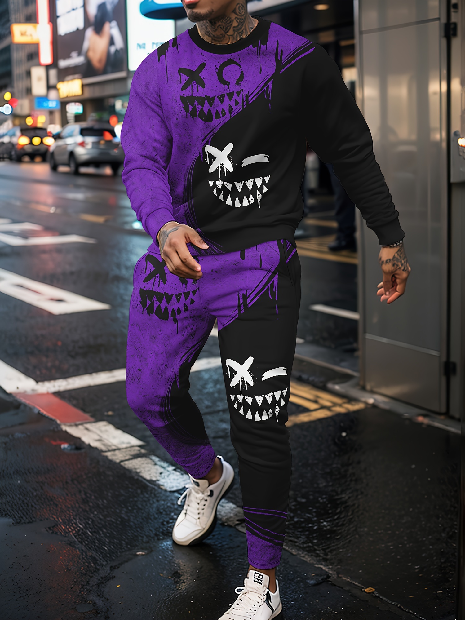 Purple discount joggers outfit