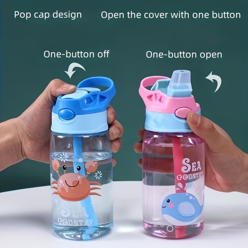 1 Set 240ml/300ml Water Bottle Cartoon Design Leak-proof Toddler Water  Sippy