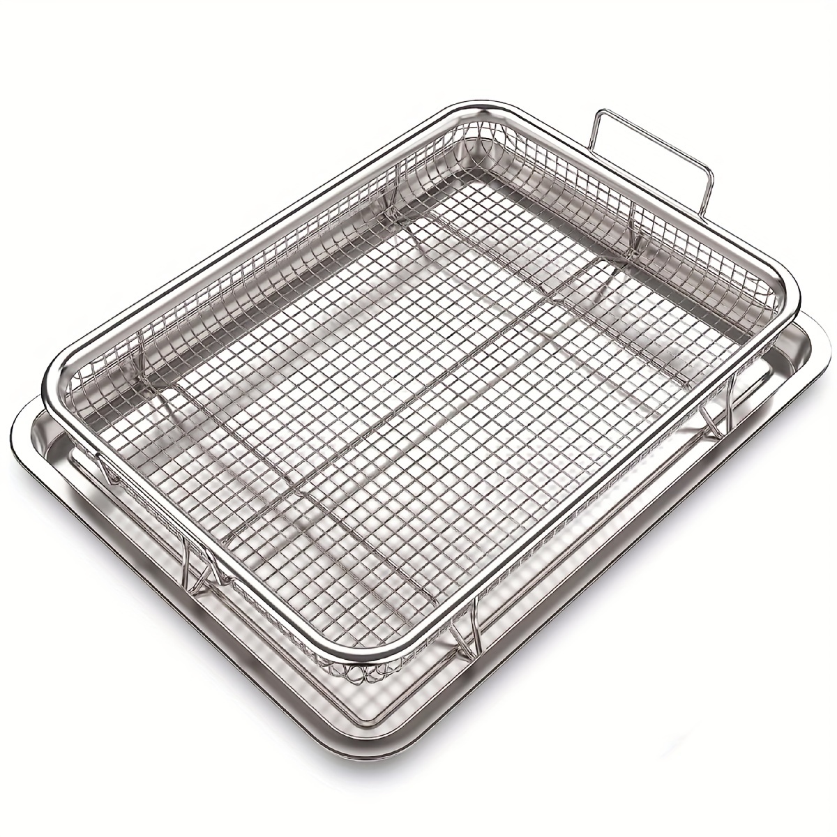 2 Pcs Round Stainless Steel Air Fryer Basket for Oven, Crisper Tray and  Basket 13 Inch, Oven Air Fry Pan Mesh Basket Set - AliExpress