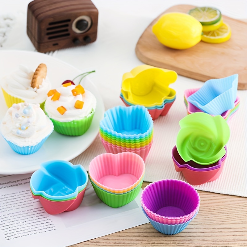 10pcs Silicone Muffin Cups For Steaming Puddings, Cupcakes, Muffins, Cake  Baking Cups Liners, Random Color