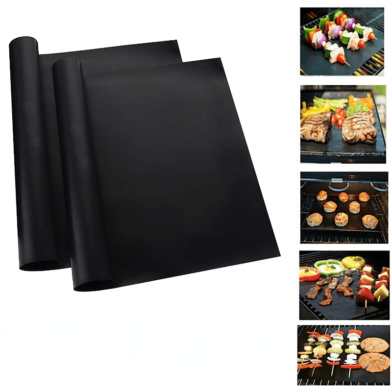 Lot de 2 tapis de cuisson pyramidaux en silicone anti-adhésif de qualité  alimentaire pour four, grill, barbecue (2 grands tapis pyramidaux noirs)