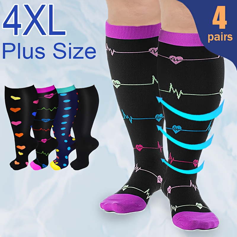 4 Pairs) (S-4XL) Compression Socks Stockings Graduated Support