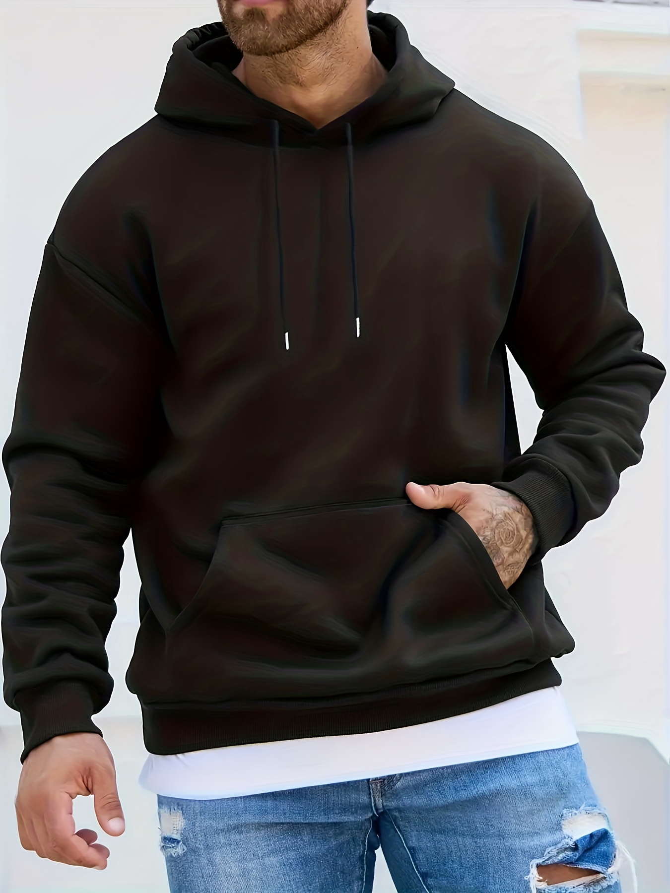 Plus Size Men's Outfits Casual Hoodies Long Sleeve Pullover - Temu