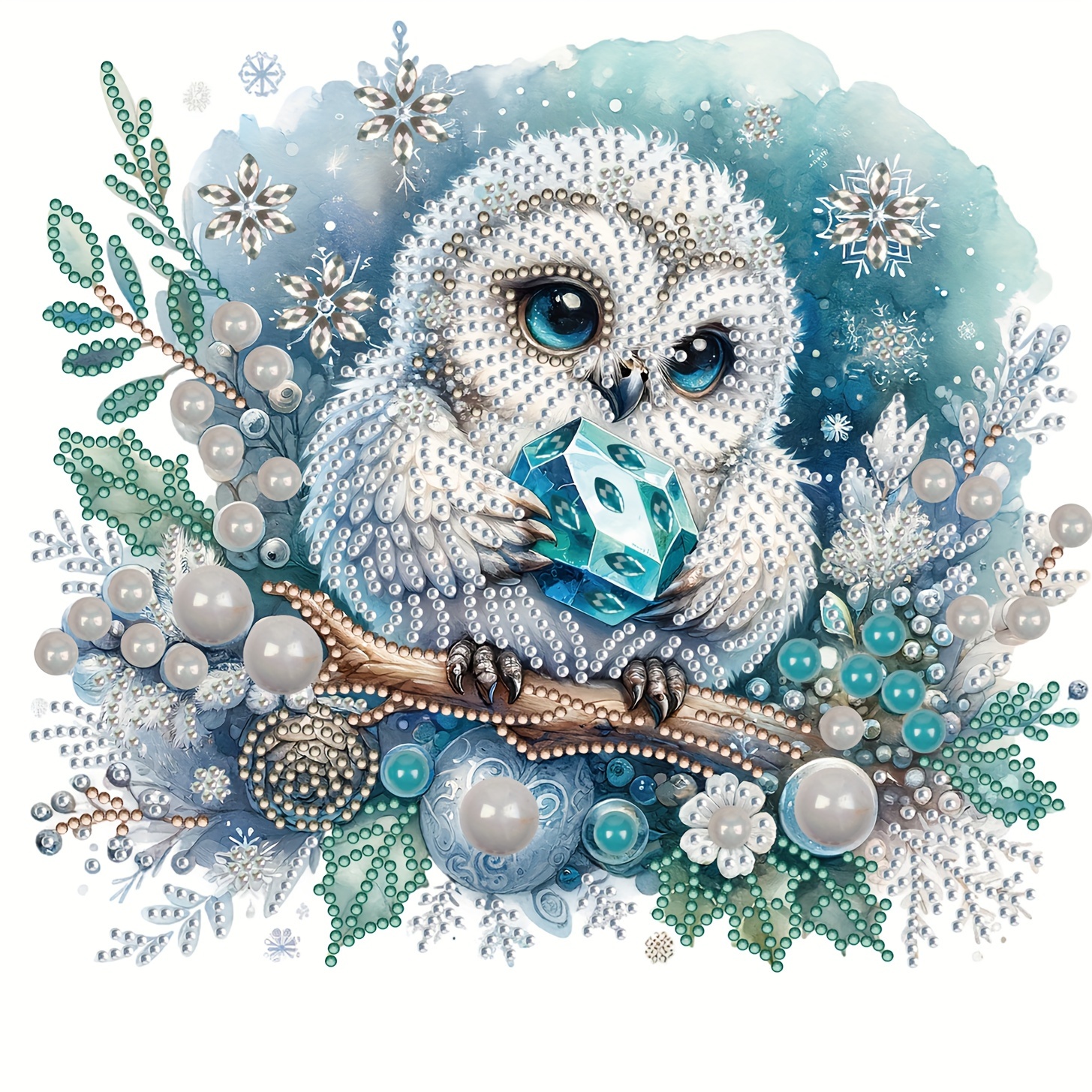 Wooden Desktop Diamond Painting Ornament Diamond Art Table Decor (Winter  Owl #1)