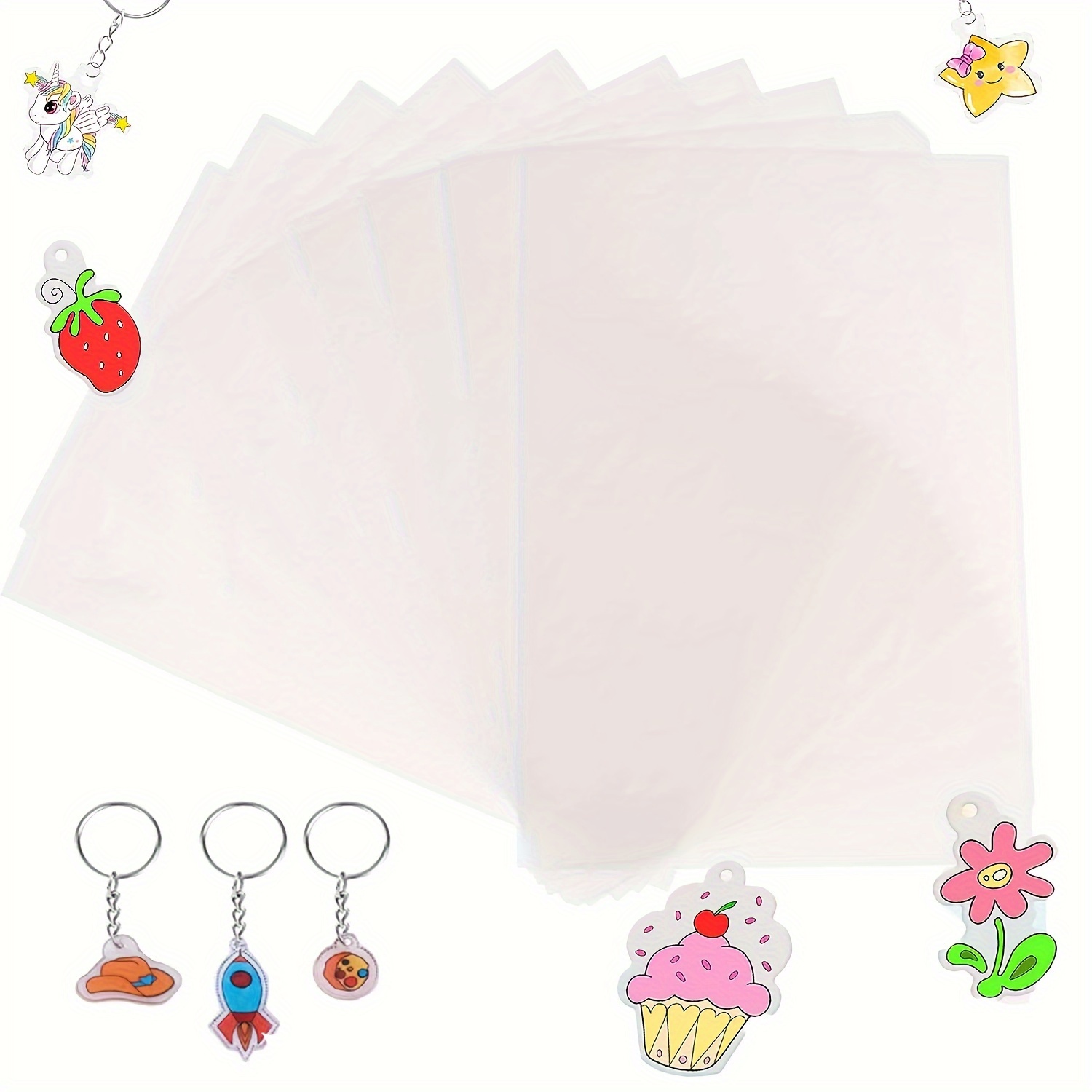 Shrinky Sheets Kit For Shrinky Dink, 130Pcs Heat Shrink Plastic Sheet Kit  Including 12 Pcs Shrinky Art Paper, Hole Punch, Pencils, Keychains, Creative