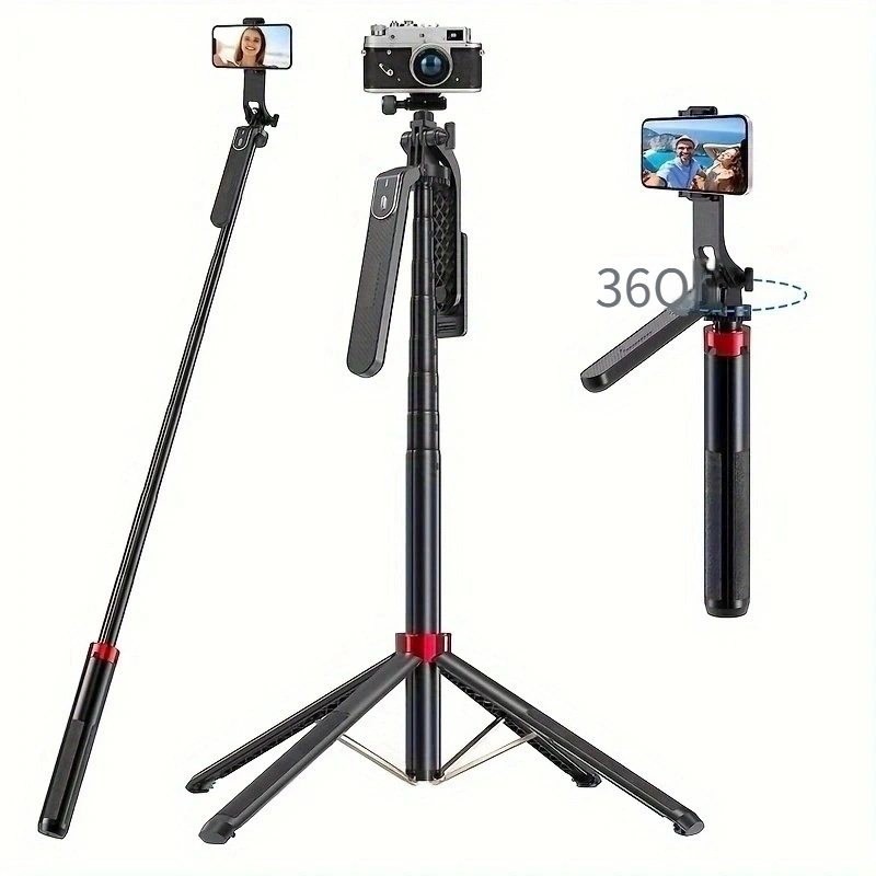 Estabilizador de cardán para smartphone, trípode de palo selfie de 1 eje  con seguimiento facial, rotación de 360°, trípode portátil 4 en 1 con barra