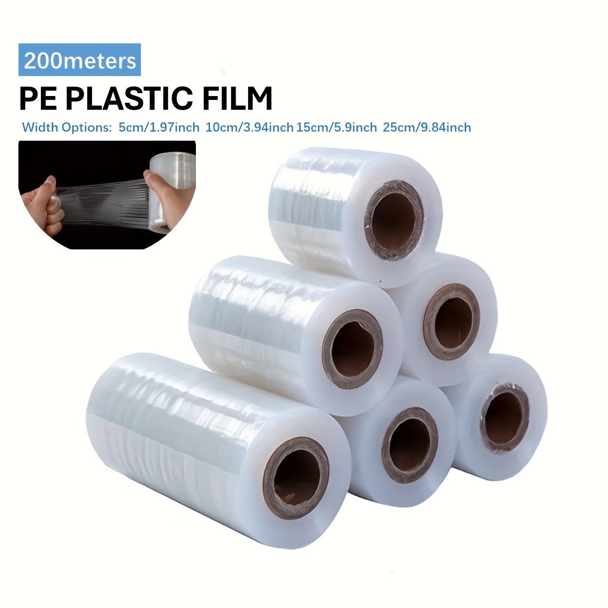 Película de envoltura transparente de 12 pulgadas x 1000 pies, calibre 80  con 1 par de plástico protector de manos, película elástica transparente de