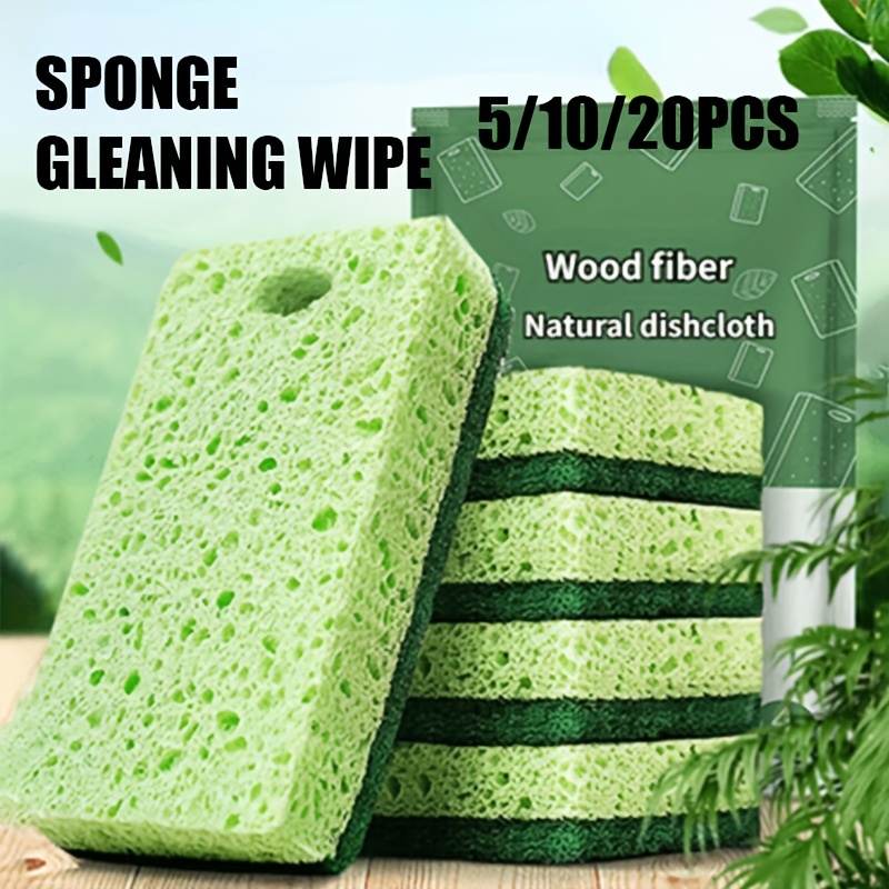 Double-sided Dishwashing Sponge Kitchen Heavy Duty Scrub Sponge Wood Pulp  Cotton CleaningBrush 1/5/10PCS