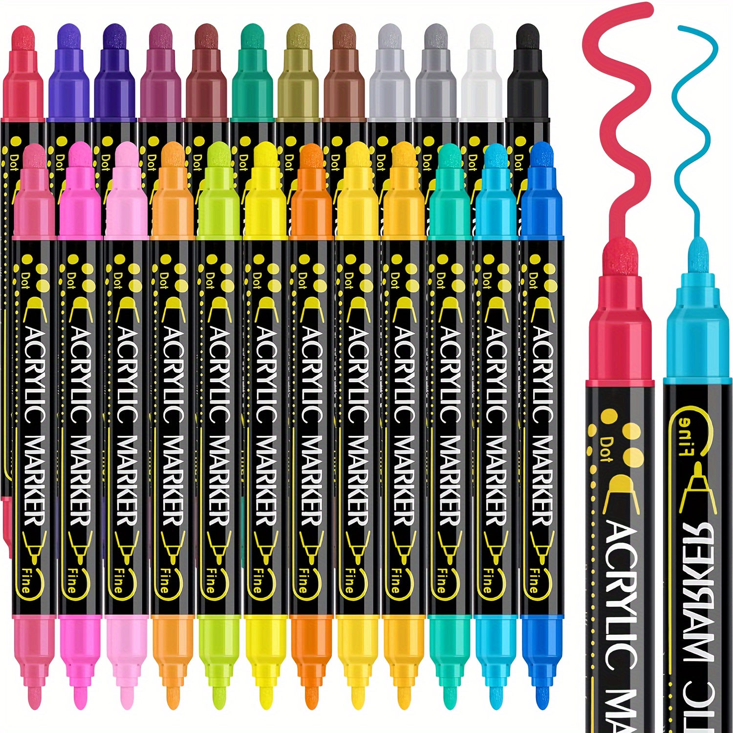 Fineliner 0.7mm Art Paint Markers Acrylic Pens Set Stone Cheap Marker 28  Color Permanent Children