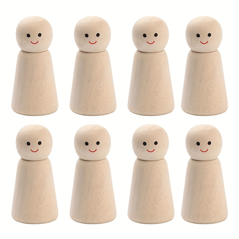 4 Wooden Figures in The Bus - Peg Dolls Unfinished Wooden Peg People Cars  Wooden Figures Shape Preschool Learning Educational Toys Montessori Toys  for