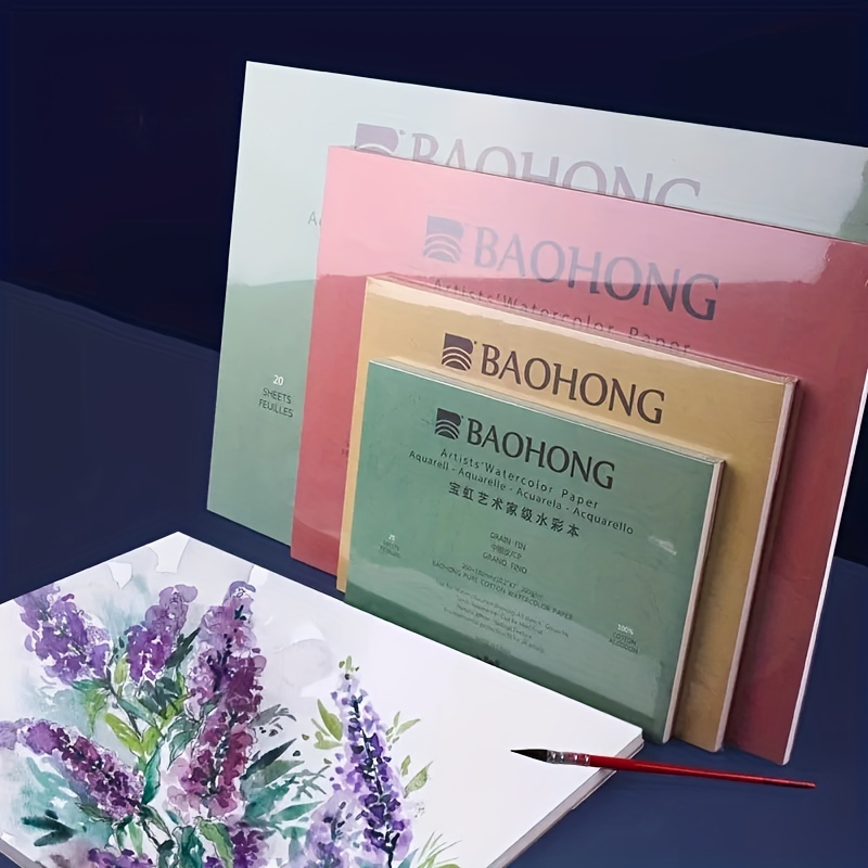 Bao Hong Watercolor Paper 10.58oz College-level Cotton Pulp 100% Watercolor  Paper Bag 10 Sheets/bag 4k Size 21.26inch*15.16inch Fine Lines, Medium And  Coarse Lines Watercolor, Acrylic, Ink, Screen Printing, Gouache