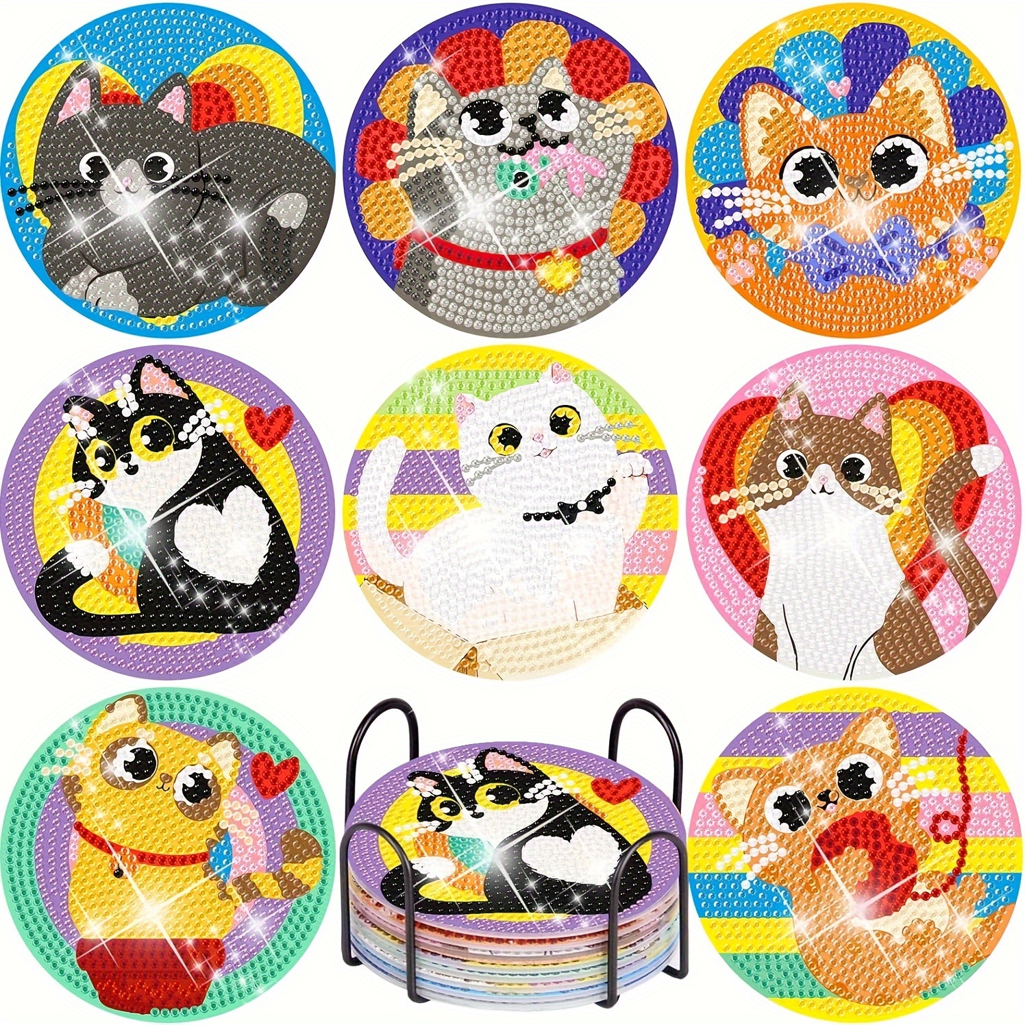 Halloween Magic Cat Diamond Painting Coasters With - Temu