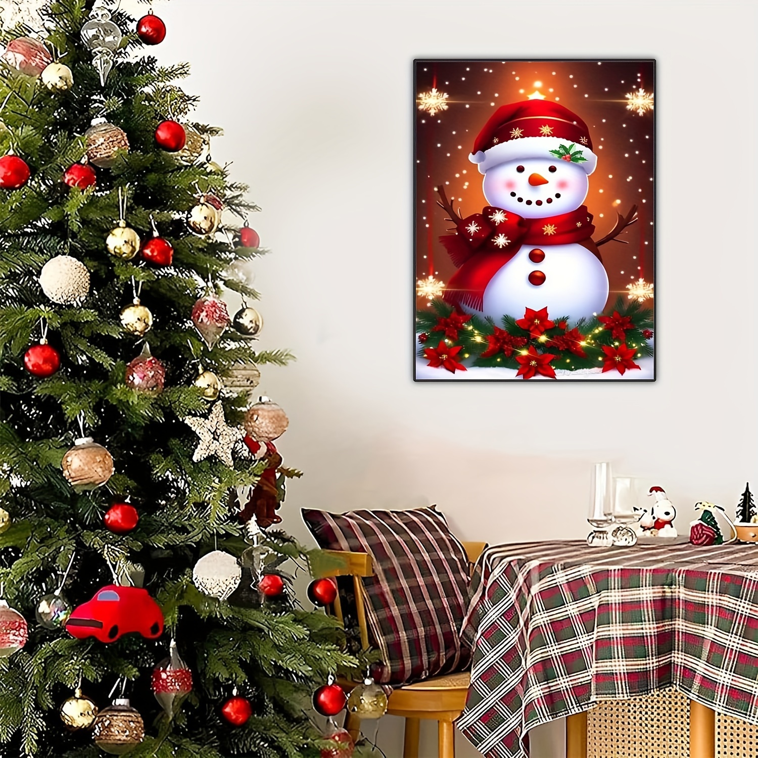 6PCS Special Shape Rhinestone Painting Card Kit Diamond Handmade Card  Snowman Xmas Tree Santa Gifts for Family Friends and Lover