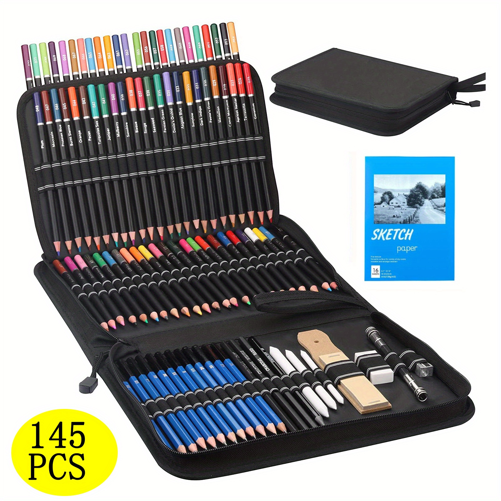 LMMDDP Pro – Kit de dibujo para adultos estuche de madera lápices