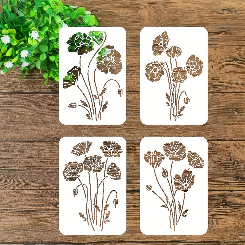 Wildflower Stencil for Painting Crafts Birth Month Flowers Stencils Paint  on Wood Card Making, Botanical Birthday Floral Herb Essential Art Stencils