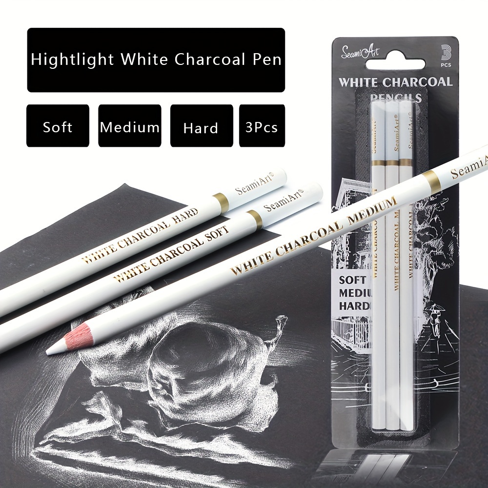  Beisto 3Pcs White Charcoal Pencils for Drawing Sketch  Highlight Pencils White Eraser Pencils White Sketch Pencils Chalk Pencils :  Arts, Crafts & Sewing
