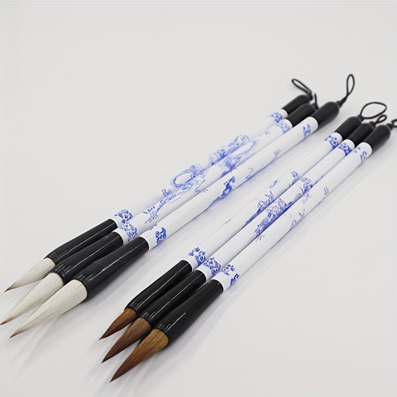 3pcs High-grade Wood Wolf hair Writing brush Chinese Calligraphy Painting  Pens+