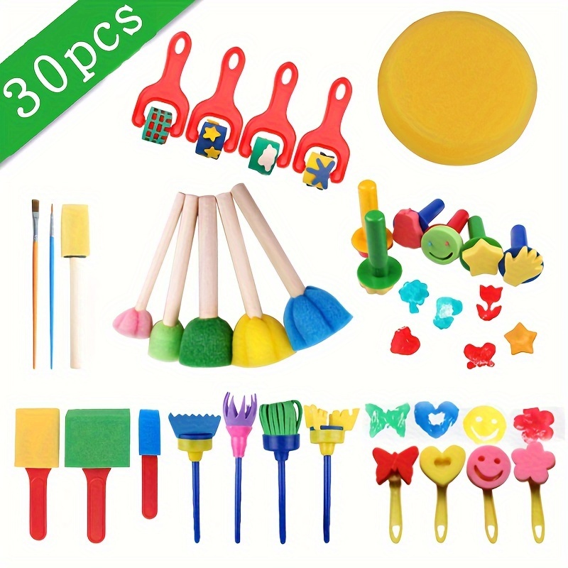 4 Pcs Sponge Paint Brush Kid Paint Brushes Foam Paint Brush Sea Sponge Foam  Brushes Paint Sponges for Kids Sponge Paint Roller Kids Paint Roller