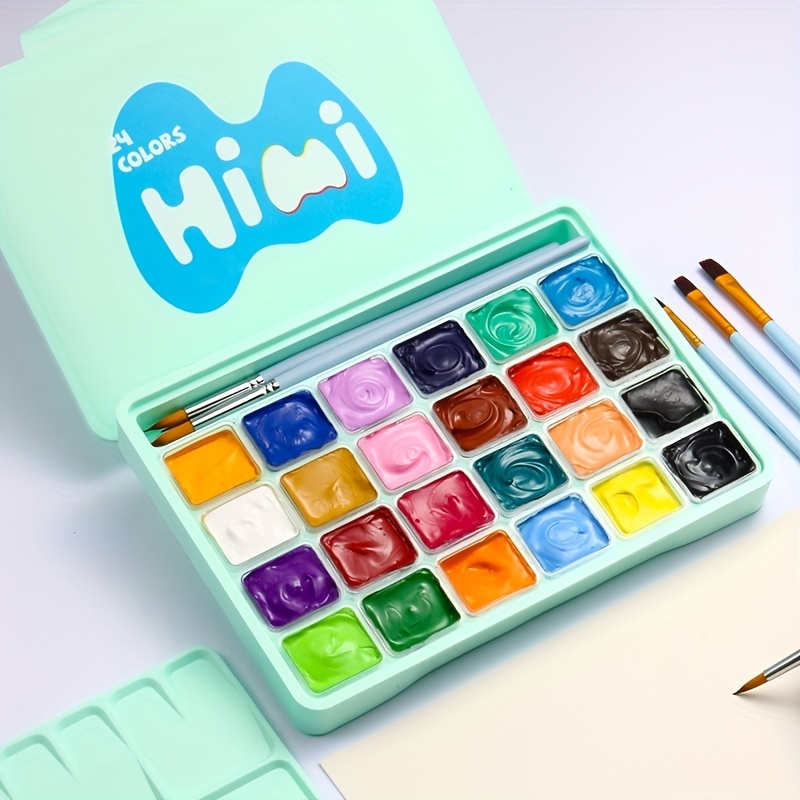 HIMI Gouache Paint Set, Twin Cup 48 Colors x 12ml/0.4oz with 3 Brushes & a  Palette, Non-Toxic, Jelly Guache Paint for Canvas and Watercolor Paper -  Perfect for Beginners, Students, Artists