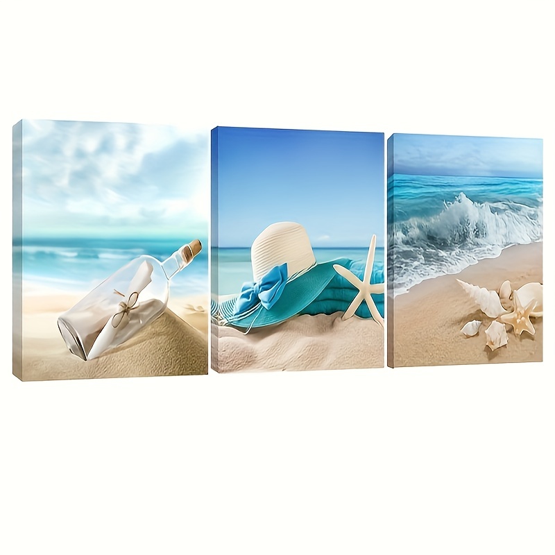 Coloridas obras de arte de tabla de surf, decoración de pared de casa de  playa, lienzo de paisaje costero, decoración de sala de estar, arte de