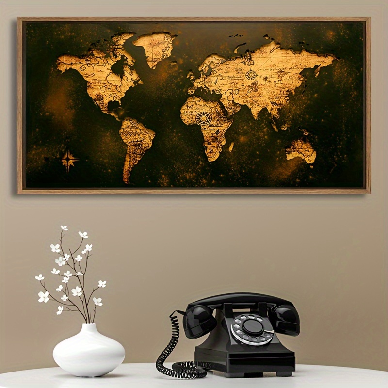 Grunge World Map No Frame Home Decor Room - Temu Belgium