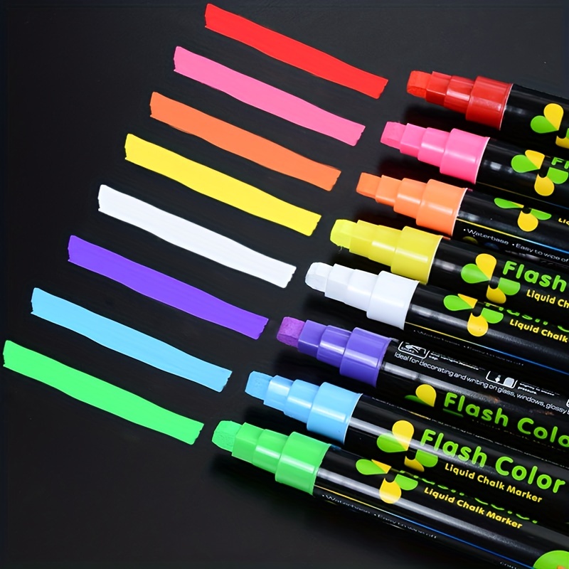 16 Fluorescent Neon Chalk Markers UV Glow in the Dark - Double