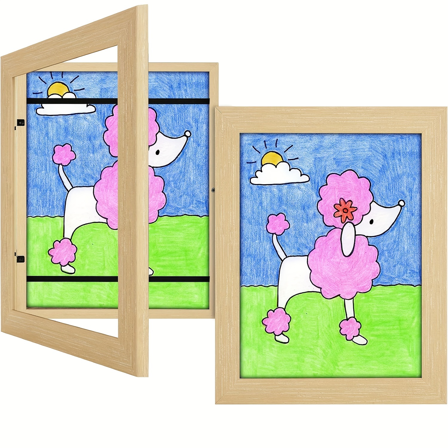Kids Artwork Frames and Storage Box, 8.5x11 Set of 2, Picture for Children Art Projects, Drawing and Schoolwork, Front-Opening Kids Artwork Storage