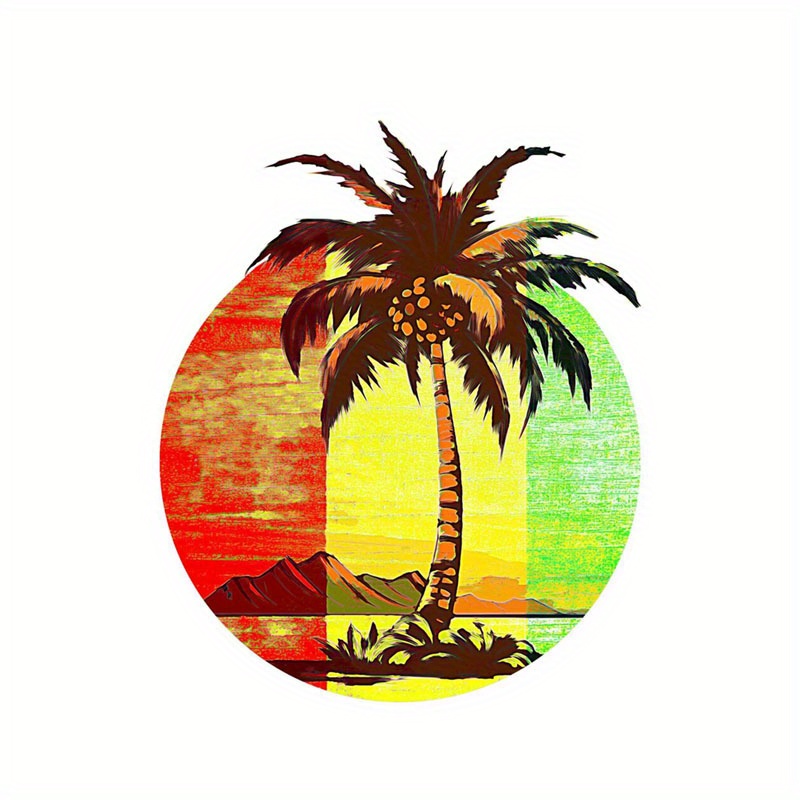 Sunset Tropical Sunshine Palm Tree Design Vinyl Decal - Temu