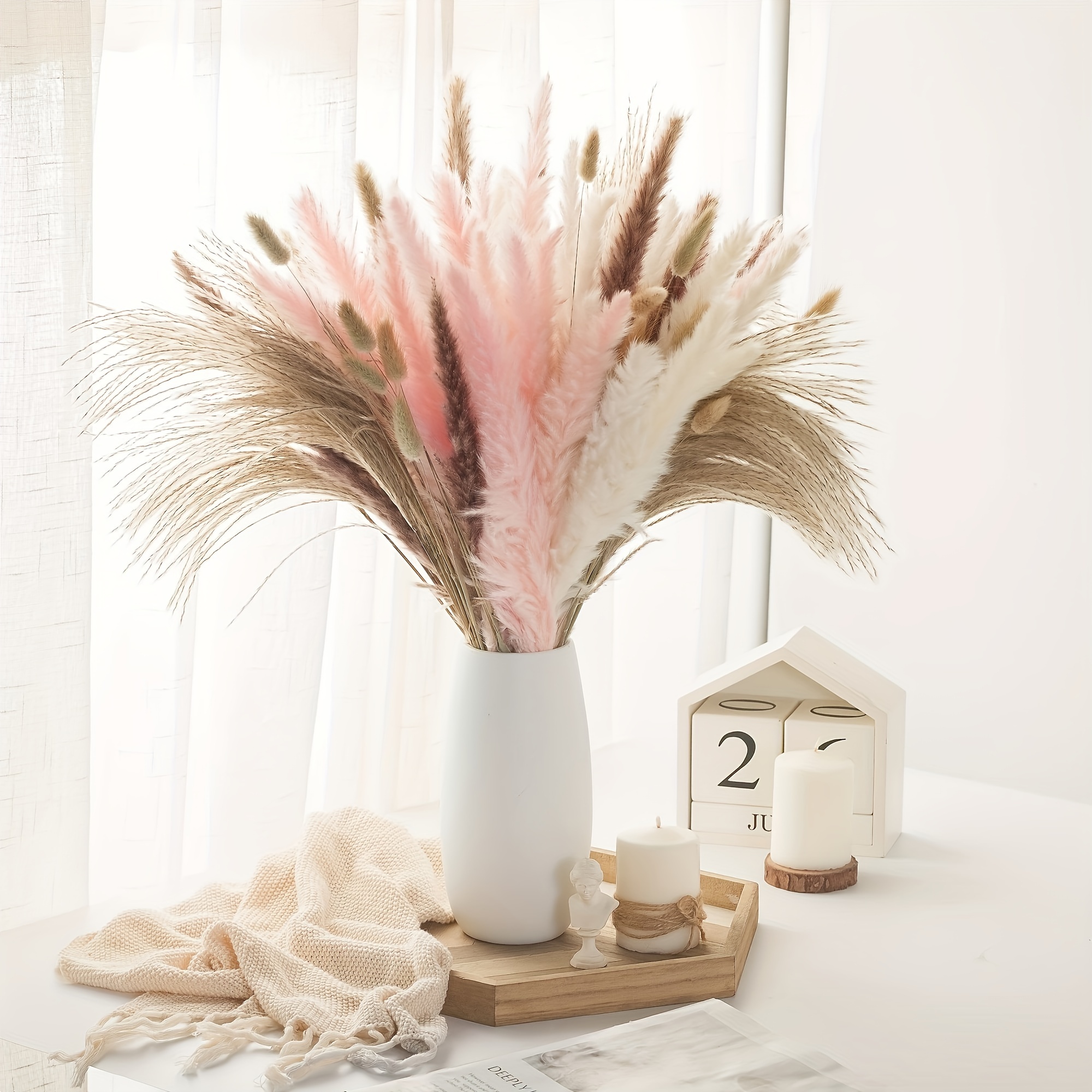 Faux Pampas Hairy Reed (h ) Faux Pampas Decorative Home - Temu