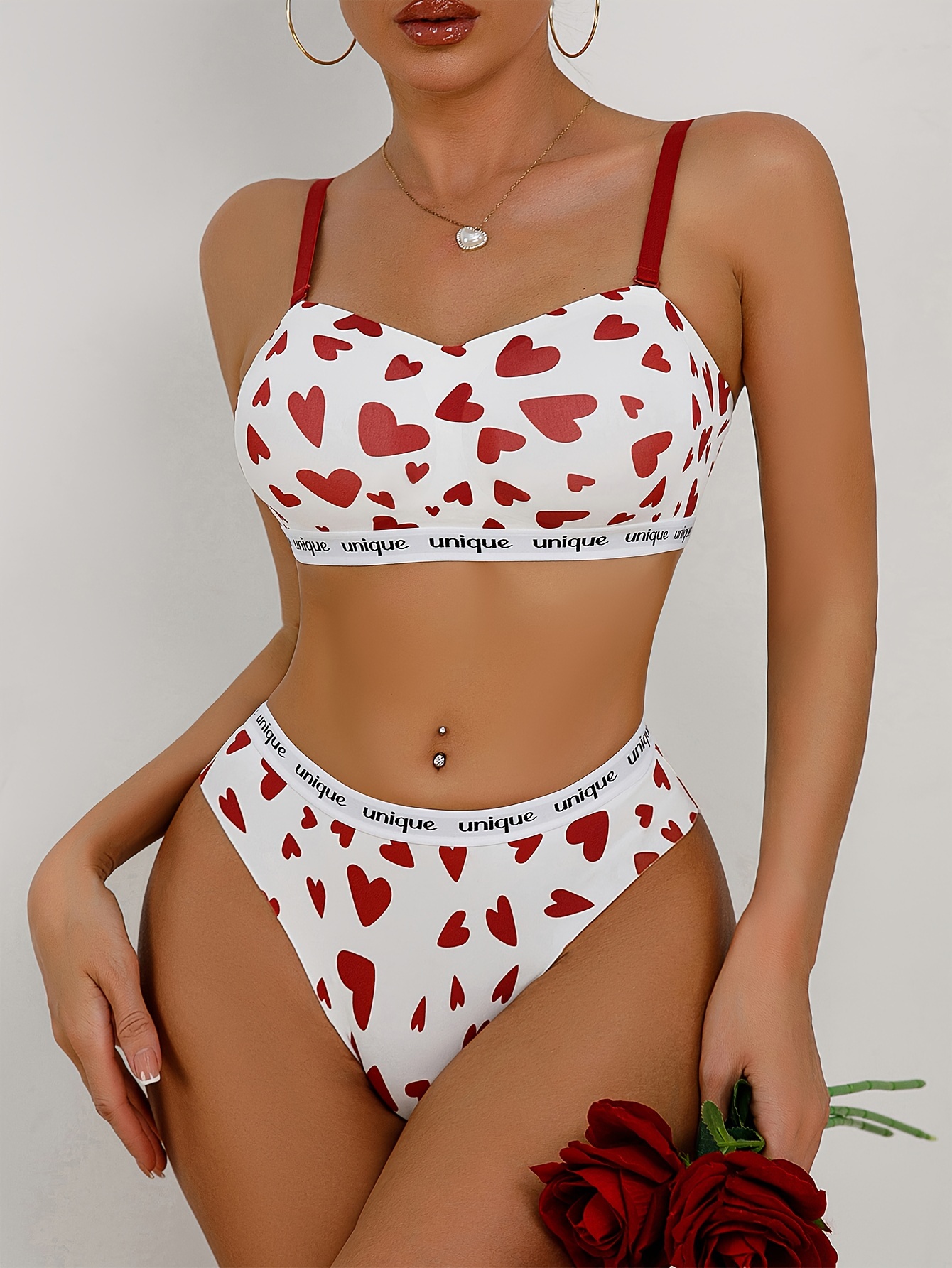 Floral Strawberry Embroidery Lingerie Set Intimates Bra - Temu