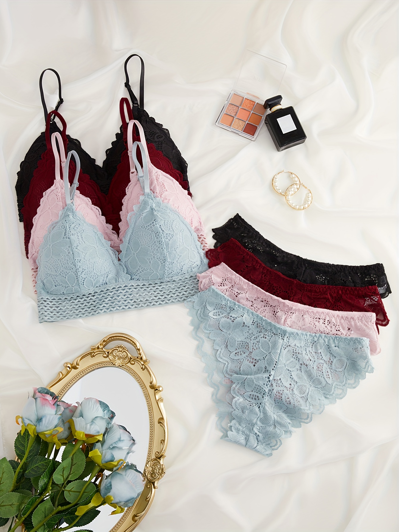 Contrast Lace Push Bra Butterfly Embroidery Intimates Bra - Temu