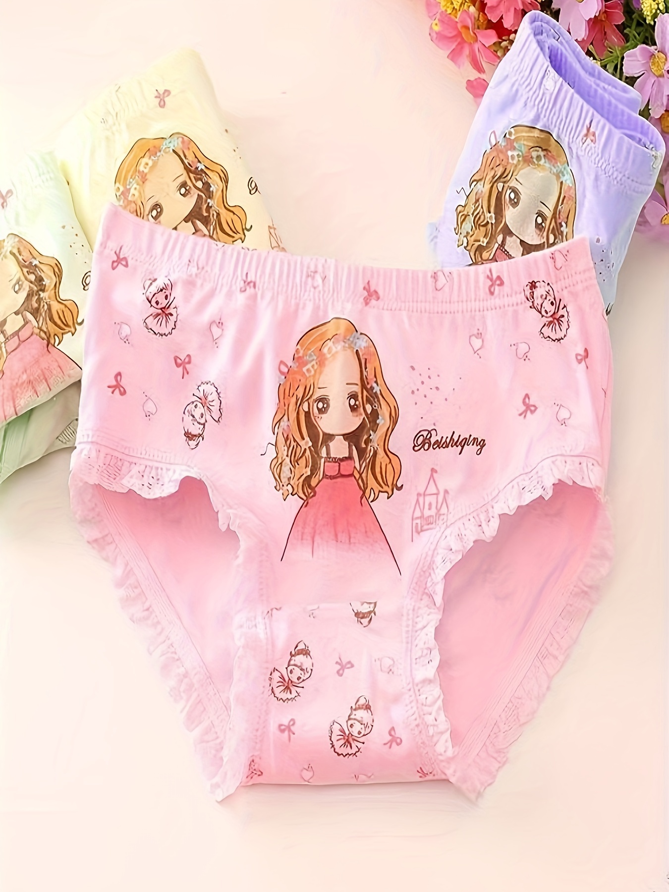 Girls Triangle Panties Cute Fox Puppy Print Comfortable - Temu