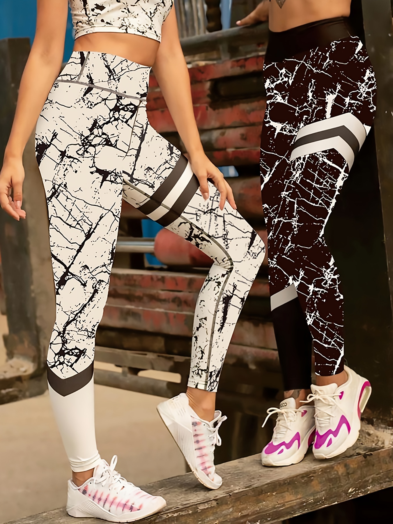 Women's Activewear: Color Block Leggings High Stretch Quick - Temu