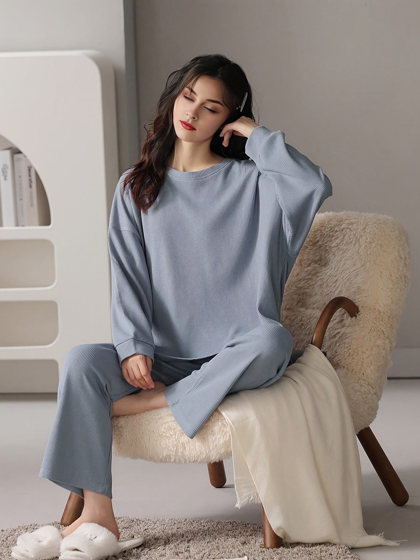 Cotton Linen Women's Pajama Set Auutmn 2 Pcs With Pant Ladies Sleepwear  Solid Single Breasted Long Sleeve Pijama Suit For Female