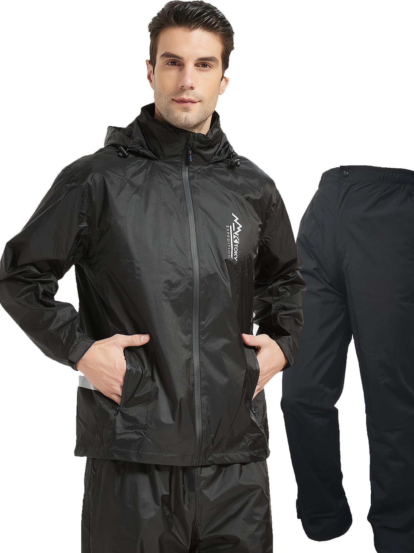 Impermeable con capucha para mujer, Chubasquero con capucha de talla extra  grande, chaqueta de lluvia resistente al viento, casual al aire libre