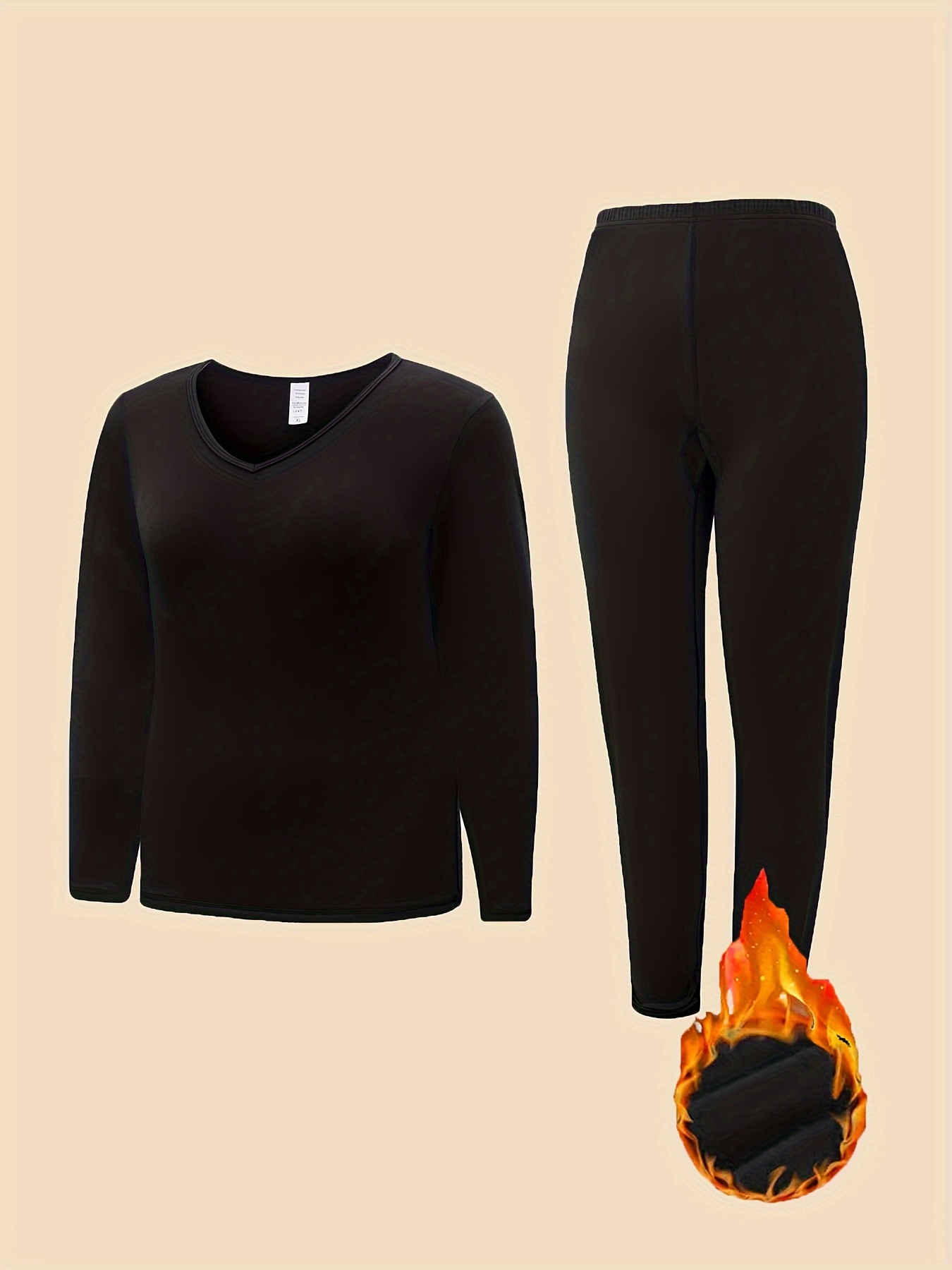 Thermal Underwear For Women 2 Piece Plus Size Lounge Sets Winter Warm  Fleece Lined Long Sleeve Shirts And Long Pants