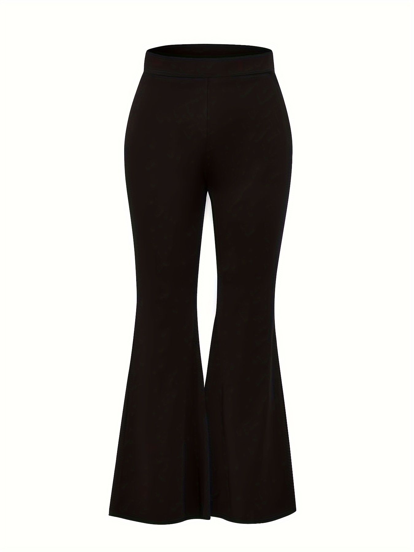 Plus Size Sports Pants Women's Plus Plain Black High Waisted