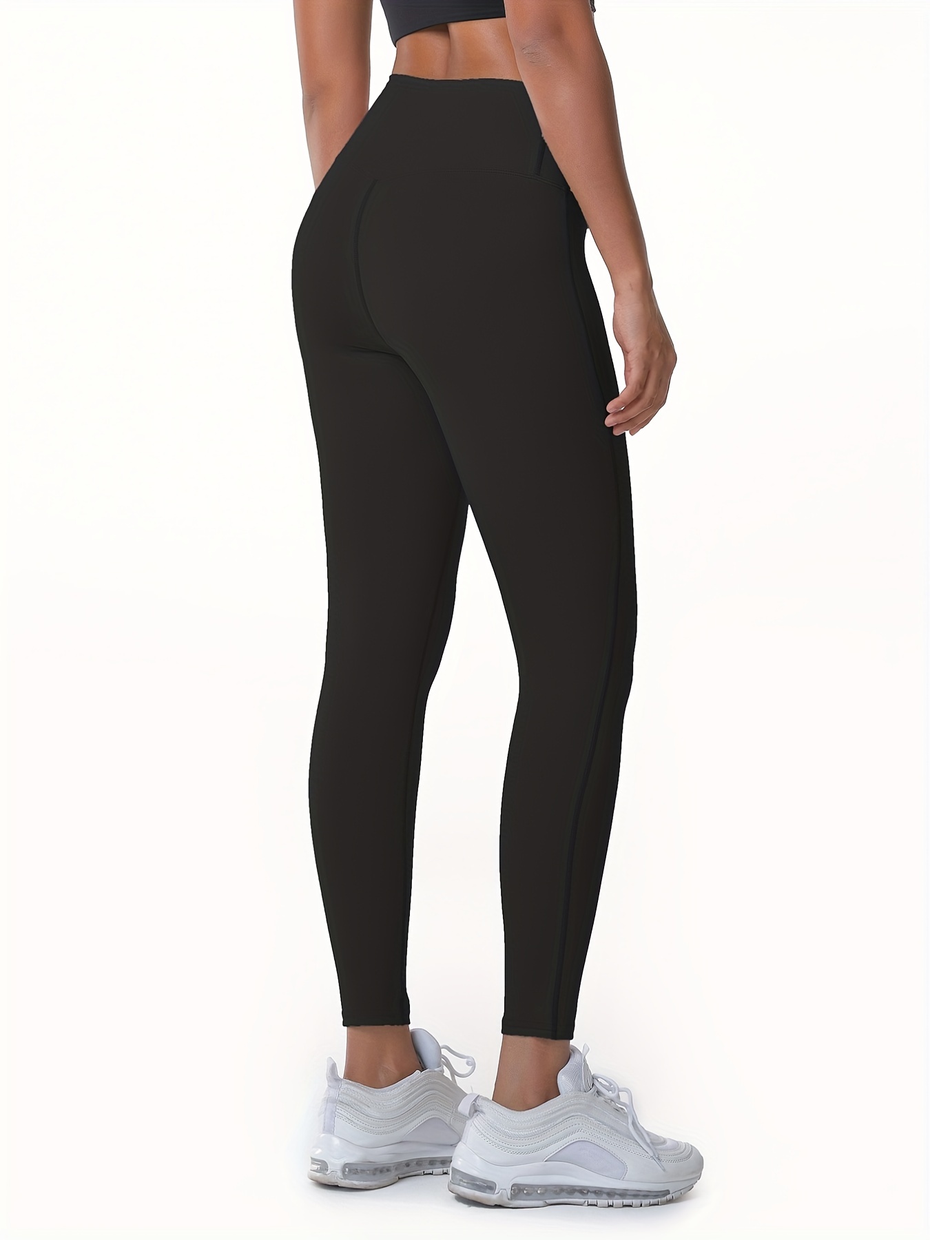 Women's Activewear: Black Cross Strap Front Yoga Leggings with High Waist  Tummy Control for Running & Training!