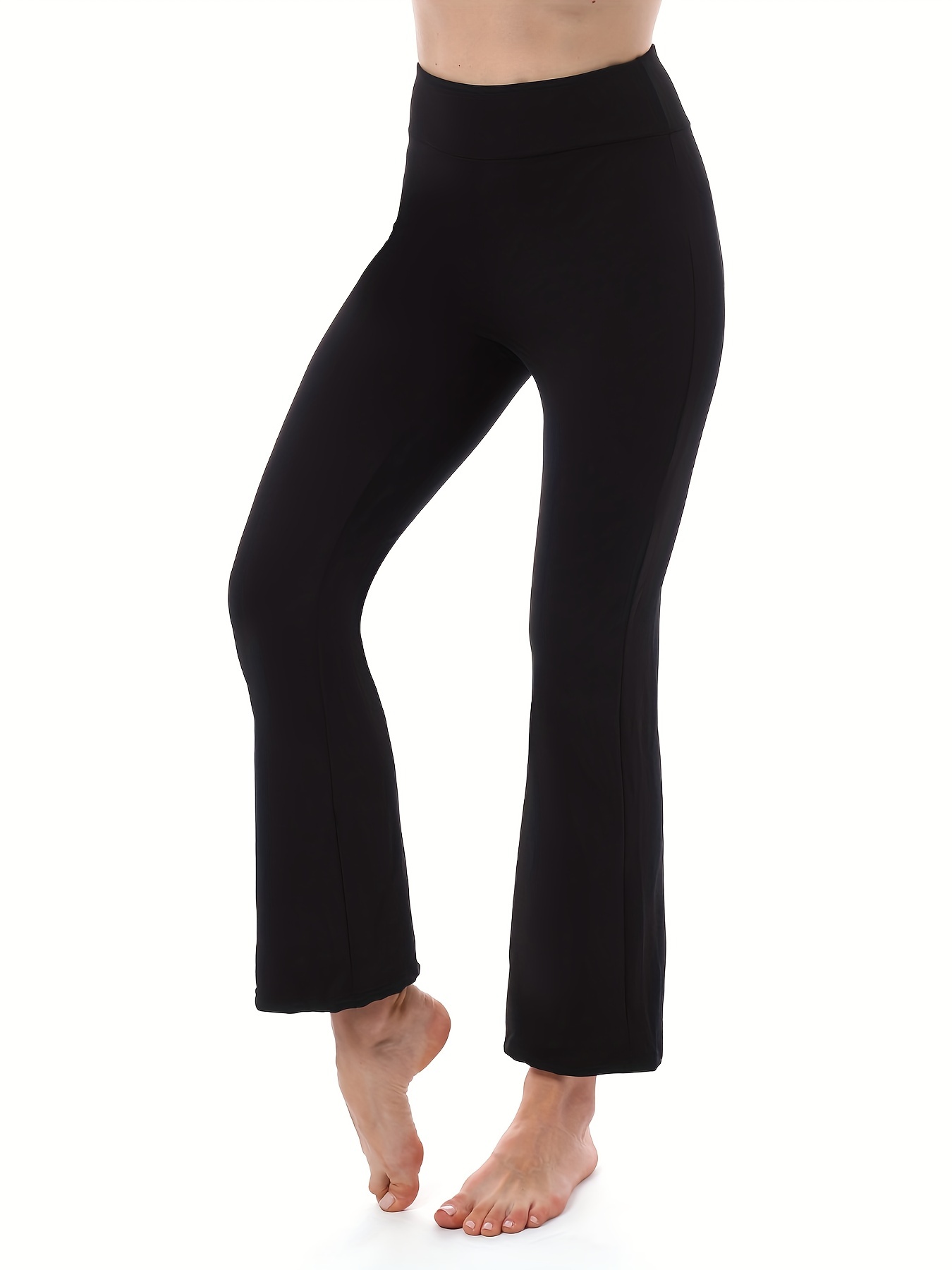 Solid Color Thickened Bootcut Pants Stretch Yoga Running - Temu