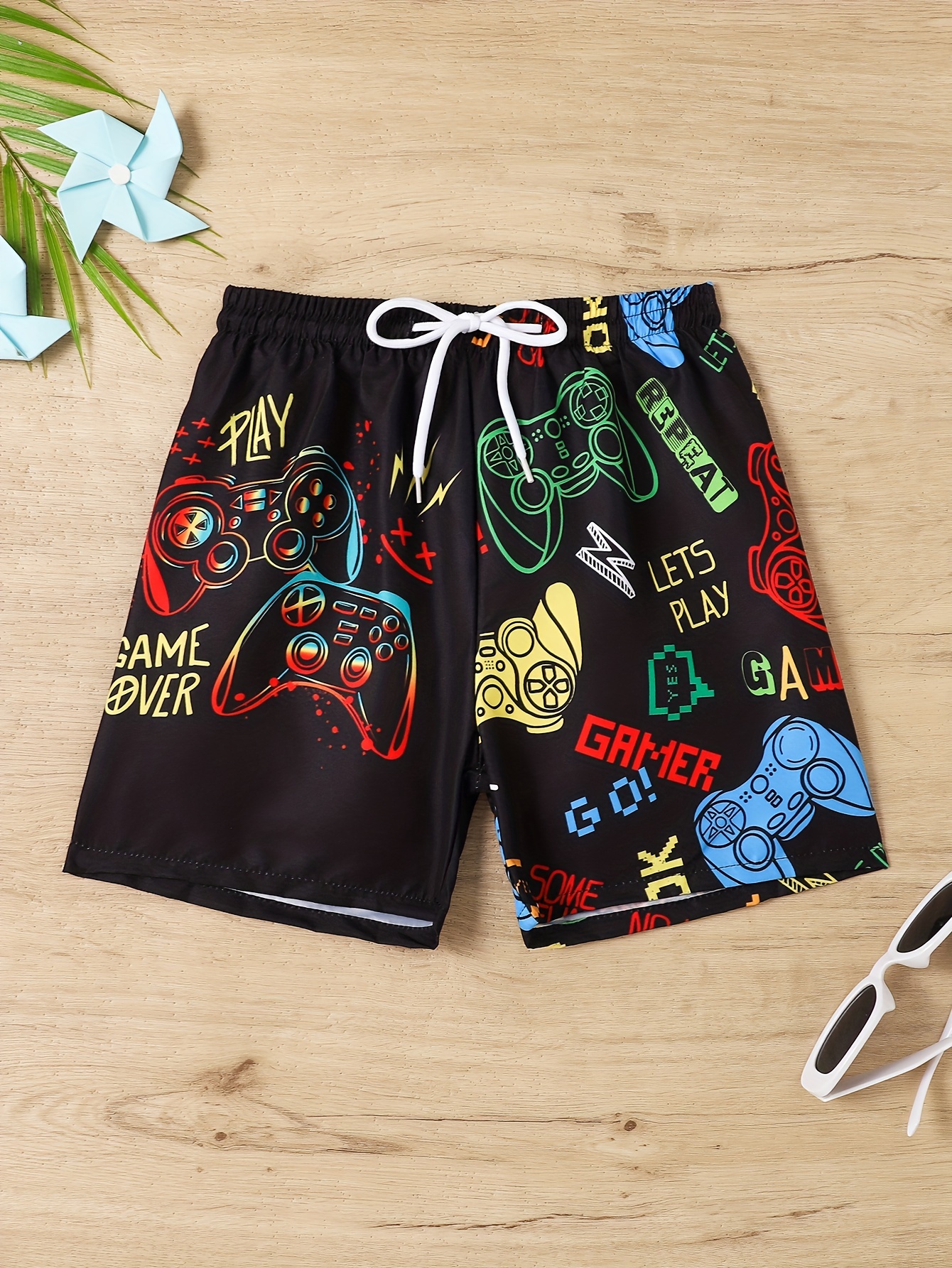 Boys Teen Casual Letter Graphic Print T shirt Swim Trunks - Temu