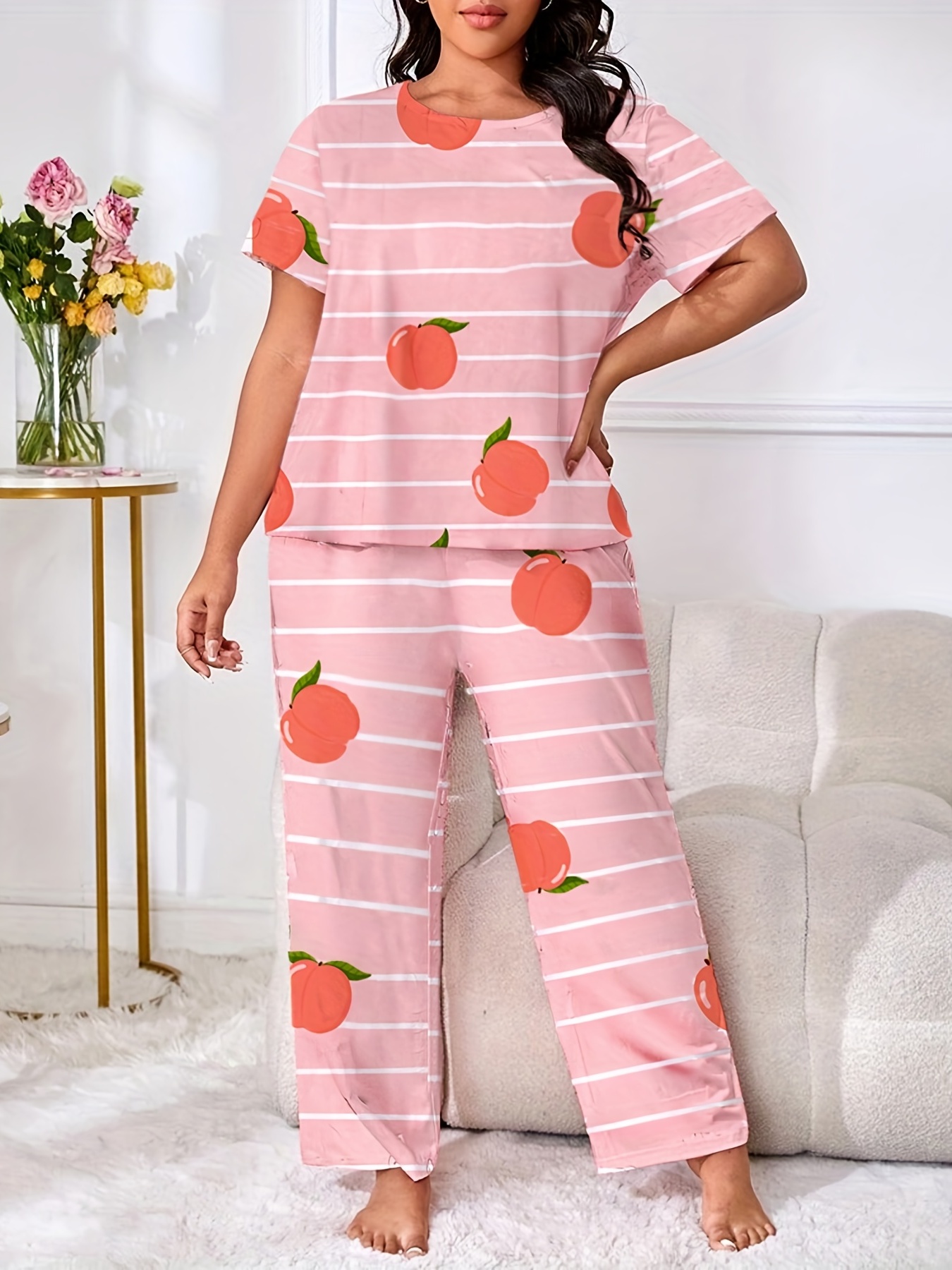 Plus Size Cute Pajama Shorts Shorts de Loungewear de Flanela - Temu Portugal