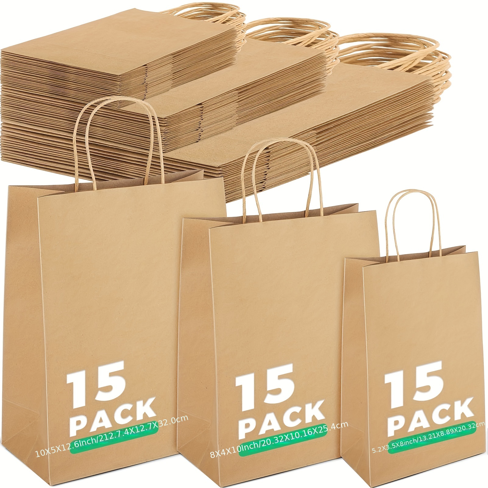  BagDream 100 bolsas de regalo de 5.25 x 3.25 x 8 pulgadas, pequeñas  bolsas de papel kraft con asas, papel kraft marrón a granel, compras, boda,  fiesta de cumpleaños, bolsas de