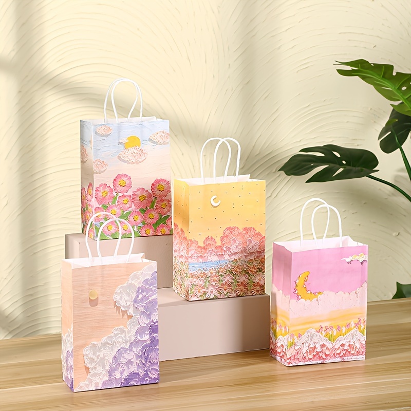 24 bolsas de regalo de papel marrón con ventana transparente de 9.84 x 7 x  5.12 pulgadas, bolsas de compras de papel kraft con asas, bolsas de regalo